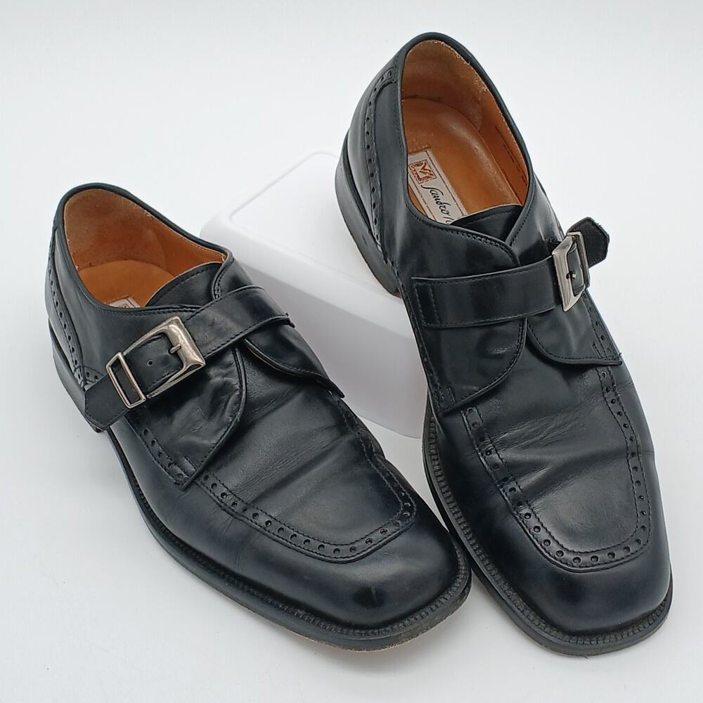 Vintage Sandro Moscoloni Mens Sz 8.5 US Leather Single Buckle Monk Leather Soles